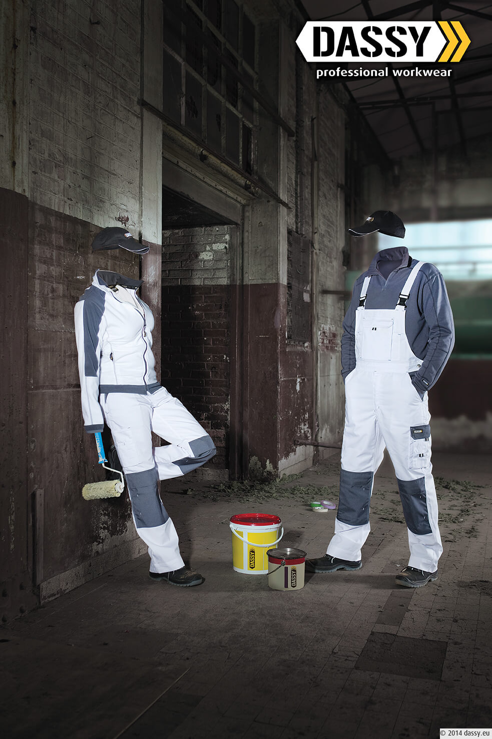 DASSY® Versailles Zweifarbige Arbeitslatzhose mit Kniepolstertaschen - Größe 56 - ZEMENTGRAU/SCHWARZ